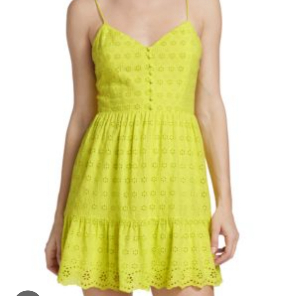 Alice + Olivia Green/YeLlow Mini Sundress